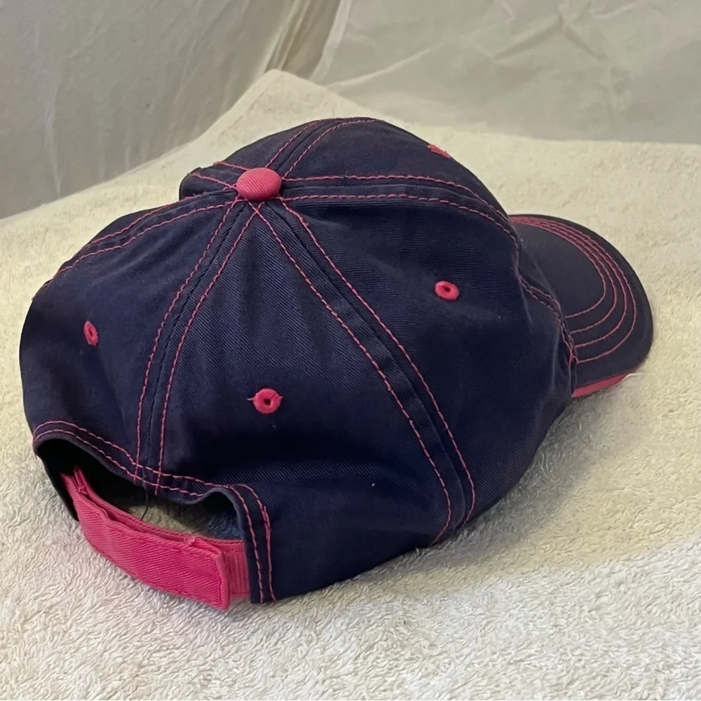 Mackinac Island Navy and Pink Women's Adjustable Cotton Ball Cap